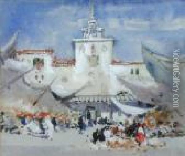 The Market Square Oil Painting - Hercules Brabazon Brabazon