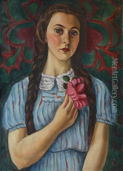 Portrait Of Mrs. Miriam Rosen Michelle Oil Painting - Chana Kowalska