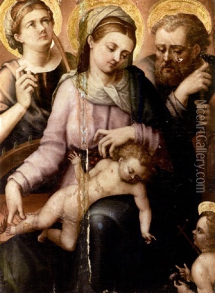Sainte Famille Avec Sainte Catherine D'alexandrie Oil Painting - Girolamo Genga