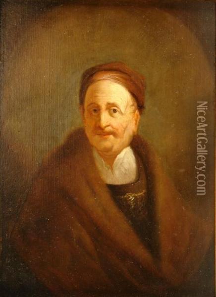 Portrait Of An Old Gentleman In Brown Furcoat Oil Painting - Rembrandt Van Rijn