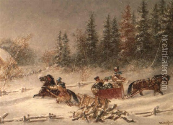 A Winter Incident Oil Painting - Cornelius David Krieghoff