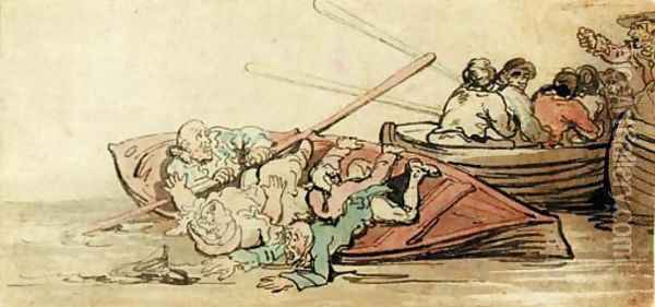 Two overboard Oil Painting - Thomas Rowlandson