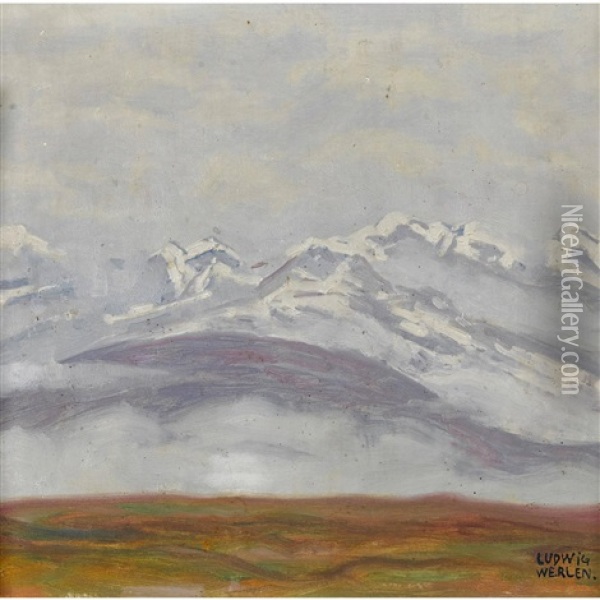 Blick Auf Die Alpen Im Herbst Oil Painting - Ludwig Werlen