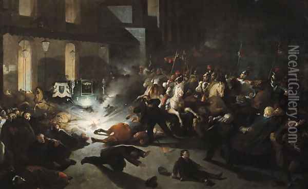 The Attempted Assassination of Emperor Napoleon III (1808-73) by Felice Orsini 1819-59 on the 14th January 1858, 1862 Oil Painting - H. Vittori Romano