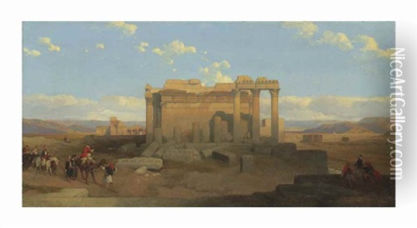 The Ruins Of The Smaller Temple At Baalbec Oil Painting - David Roberts