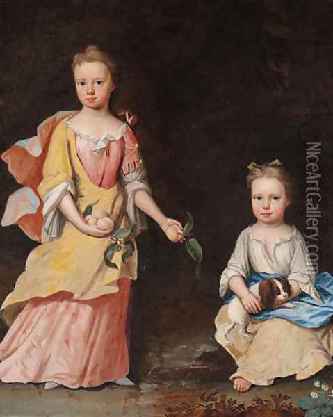 Double portrait of the Misses Woodgate Oil Painting - Thomas Murray