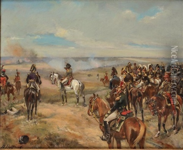 Napoleon 1er Et Son Etat Major Sur Un Champs De Bataille Oil Painting - Henri Louis Dupray