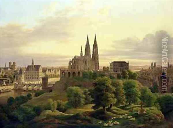 A Medieval Town in 1830 Oil Painting - Carl Georg Adolph Hasenpflug
