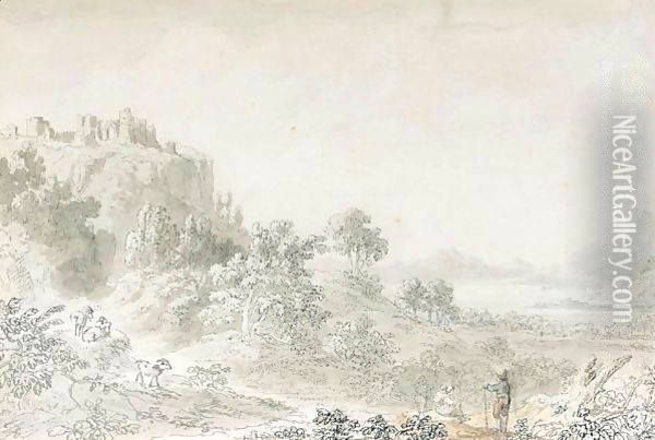 Lendscape with castle Oil Painting - Unknown Painter