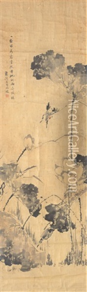 Die Vier Jahreszeiten: Bambus Fur Den Winter, Chrysanthemen Fur Den Herbst, Lotus Fur Den Sommer Und Pfingstrosen Fur Den Fruhling (set Of 4) Oil Painting -  Liu Xiling