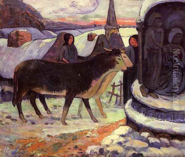 Christmas Night Oil Painting - Paul Gauguin
