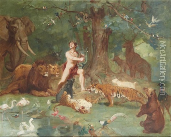 Orphee Charmant Les Animaux Oil Painting - Gustave Surand