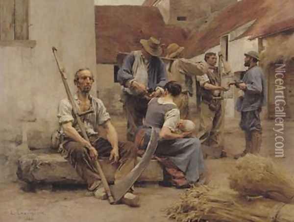 Paying the Harvesters 1882 Oil Painting - Leon Augustin Lhermitte