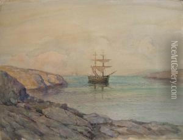 Statek W Zatoce Oil Painting - Lef Feliksovich Lagorio