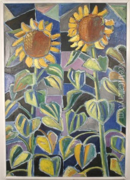 Sunflowers Oil Painting - Tibor Jankay
