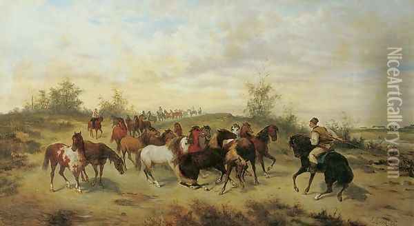 Horses Oil Painting - Ludwik Gedlek