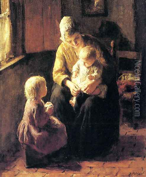 Minding the Baby Oil Painting - Jacob Simon Hendrik Kever