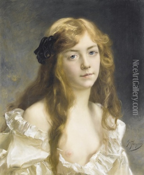 Bildnis Einer Rothaarigen Jungen Frau Oil Painting - Gustave Jean Jacquet