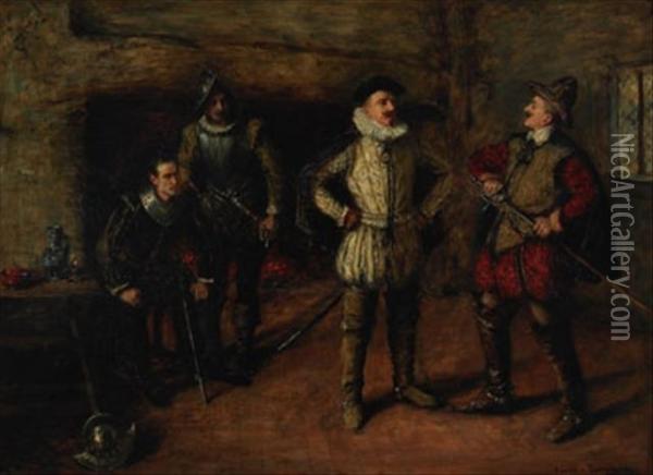 Quarrel Oil Painting - A. Leicester Burroughs