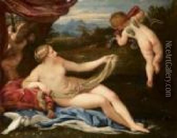 Venere E Amore Oil Painting - Pietro Da Cortona (Barrettini)
