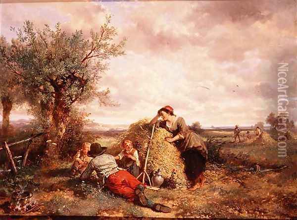 Haymaking Oil Painting - Jan Mari Henri Ten Kate