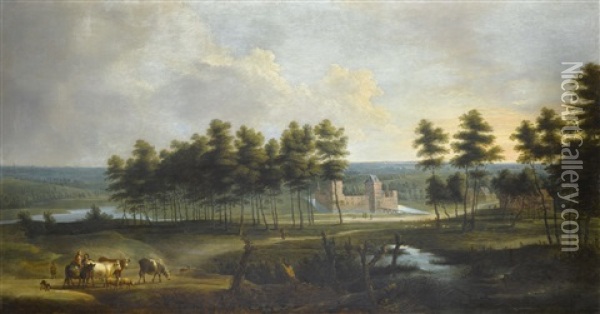 An Extensive Landscape With A View Of The Chateau De Male Oil Painting - Lucas Van Uden