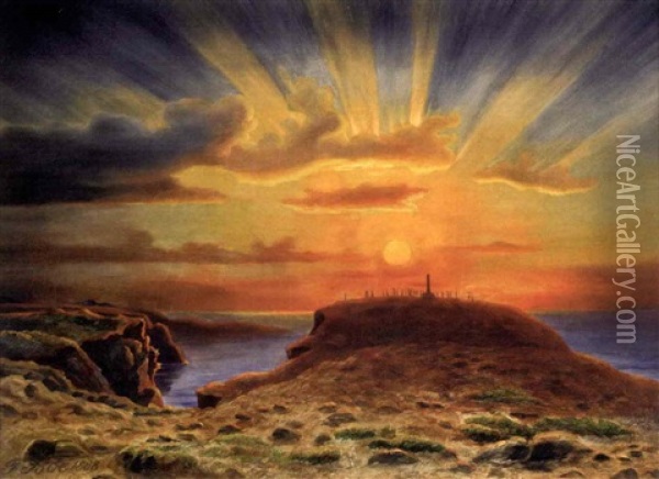 Midnight Sun Oil Painting - Frants Diderik Boe