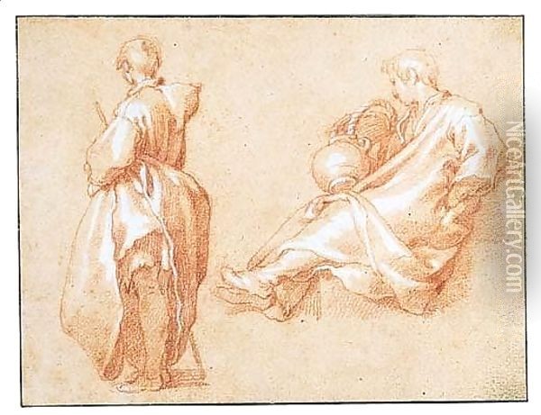 Study Of A Standing Man And Another Seated With Outstretched Legs Oil Painting - Abraham Bloemaert