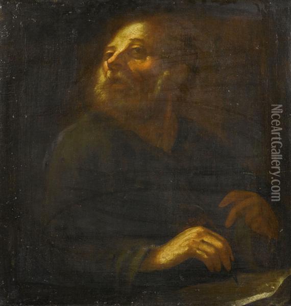 An Evangelist. Oil Painting - Pieter Jan Brandl