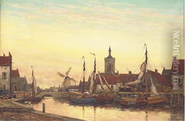 Early Morning Middelburgh, Holland Oil Painting - Hermanus Koekkoek the Younger