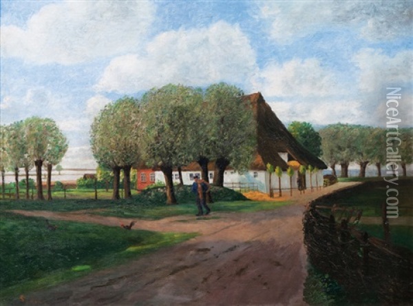 Farm House By The Baltic Sea Oil Painting - Heinrich Steinhagen