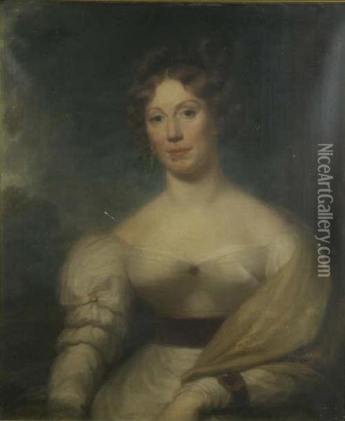 Portrait Of Charlotte Mary, Wife Of John Christian Schetky, Marine Painter To The King Inscribed Verso 30 X 25in Oil Painting - Howard, H.
