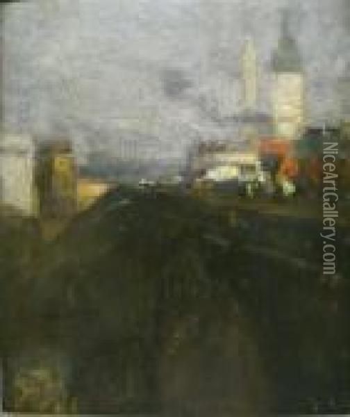 Paysage De Londres, Le Pont Oil Painting - Eugne-Louis Gillot