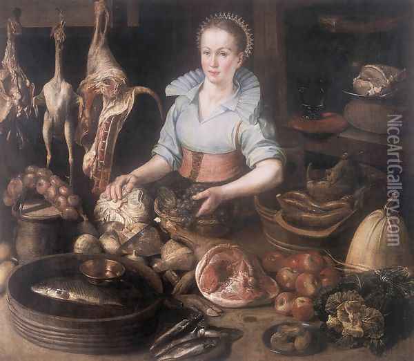 The Kitchen Maid 1628 Oil Painting - Pieter Cornelisz van Ryck