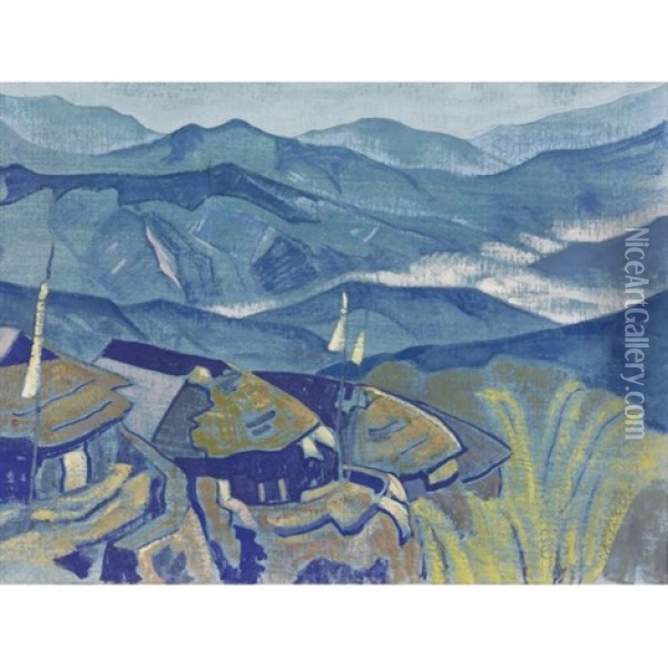 Village (from The Himalayan Series) Oil Painting - Nikolai Konstantinovich Roerich