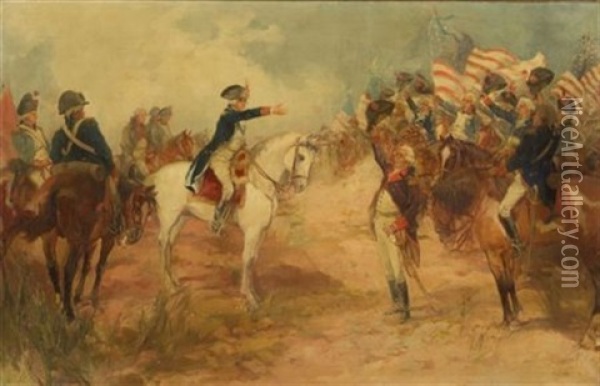 George Washington And His Cavalry Oil Painting - Vicente Garcia de Paredes
