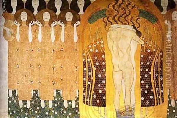 Praise To Joy The God Descended Oil Painting - Gustav Klimt