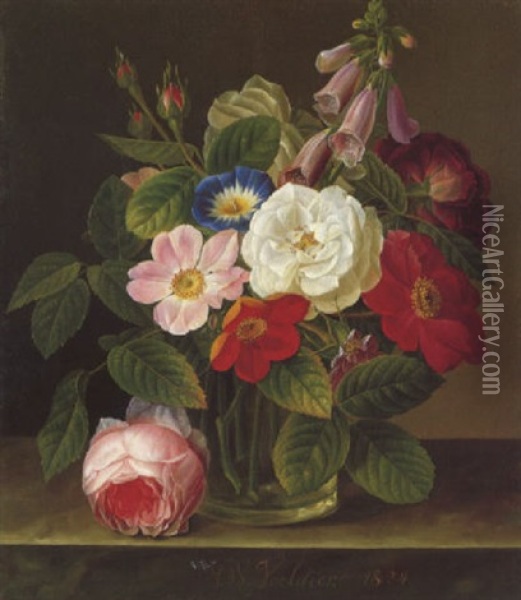 Blumenstilleben Oil Painting - Gottfried Wilhelm Voelcker