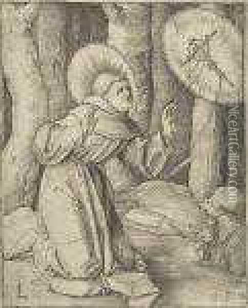 Saint Francis Of Assisi Receiving The Stigmata Oil Painting - Lucas Van Leyden