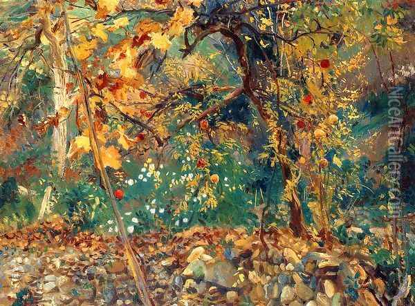 Valdemosa Pomegranate Trees 1908 Oil Painting - John Singer Sargent