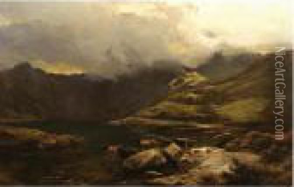 Snowdon From Llyn Llydaw Oil Painting - Sidney Richard Percy