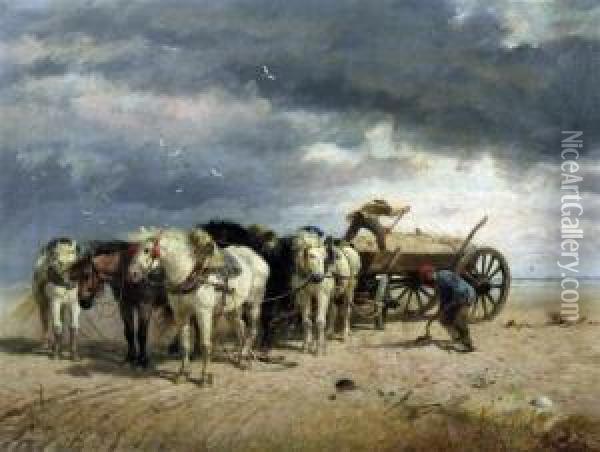 Loading Sand, Pas De Calais Oil Painting - Richard Beavis
