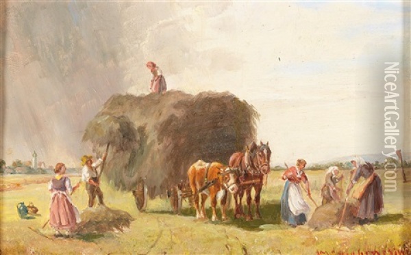 Haymaking Oil Painting - Ludwig Mueller-Cornelius