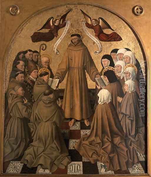 St. Francis Giving the Rule to his Disciples (panel from the Pala di Rocca) Oil Painting - Niccolo Antonio Colantonio