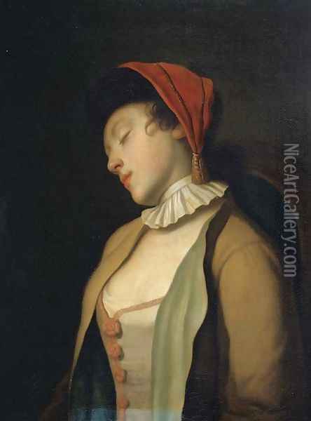 A sleeping young girl Oil Painting - Pietro Antonio Rotari