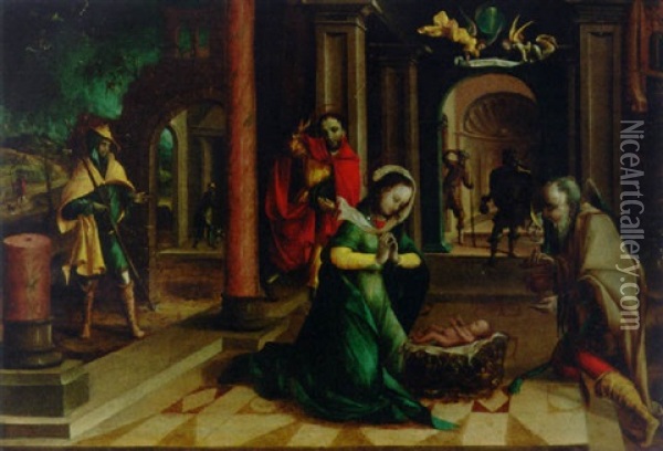 The Adoration Of The Shepherds Oil Painting - Pieter Coecke van Aelst the Elder