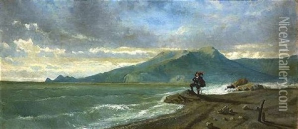 Musketier Am Strand, Versonnen Auf Das Meer Blickend Oil Painting - Rodolfo Paoletti