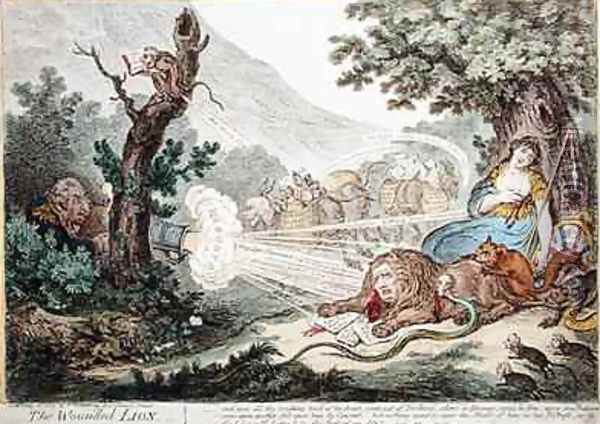 The Wounded Lion 2 Oil Painting - James Gillray