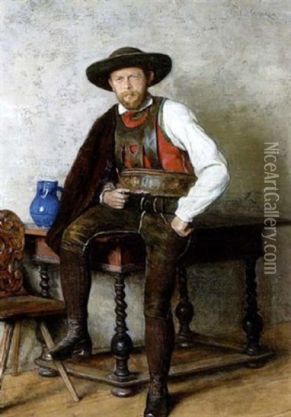 Tiroler Bauer Oil Painting - Emil Strecker