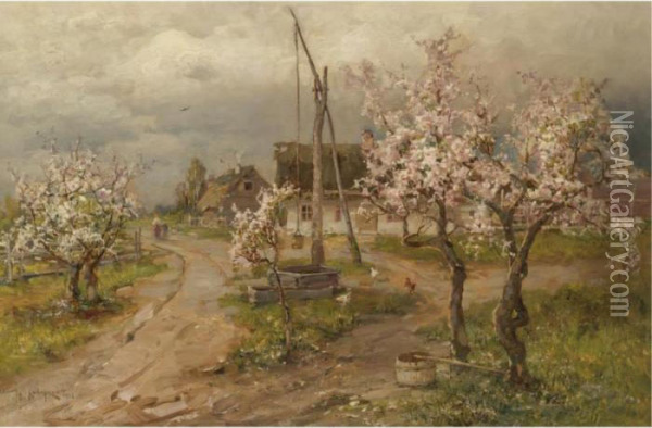 Landscape With Trees In Blossom Oil Painting - Iulii Iul'evich (Julius) Klever